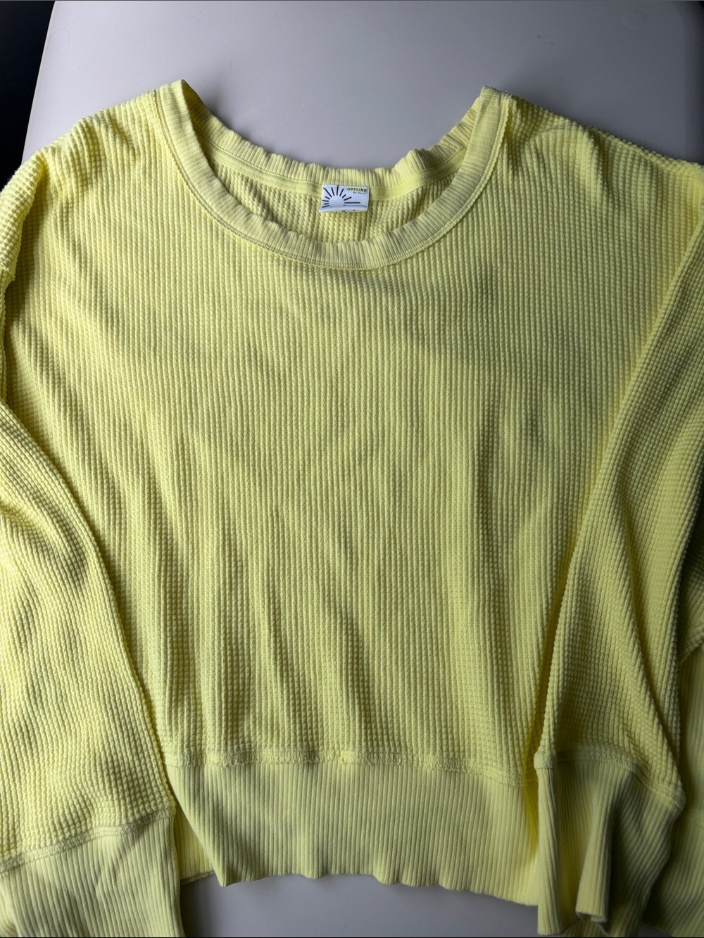 Aerie Light Yellow Waffle-Knit Pullover